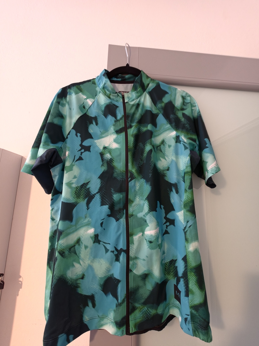 MFF Woman's Blue-Green Short Sleeve Zip Cycling Jersey